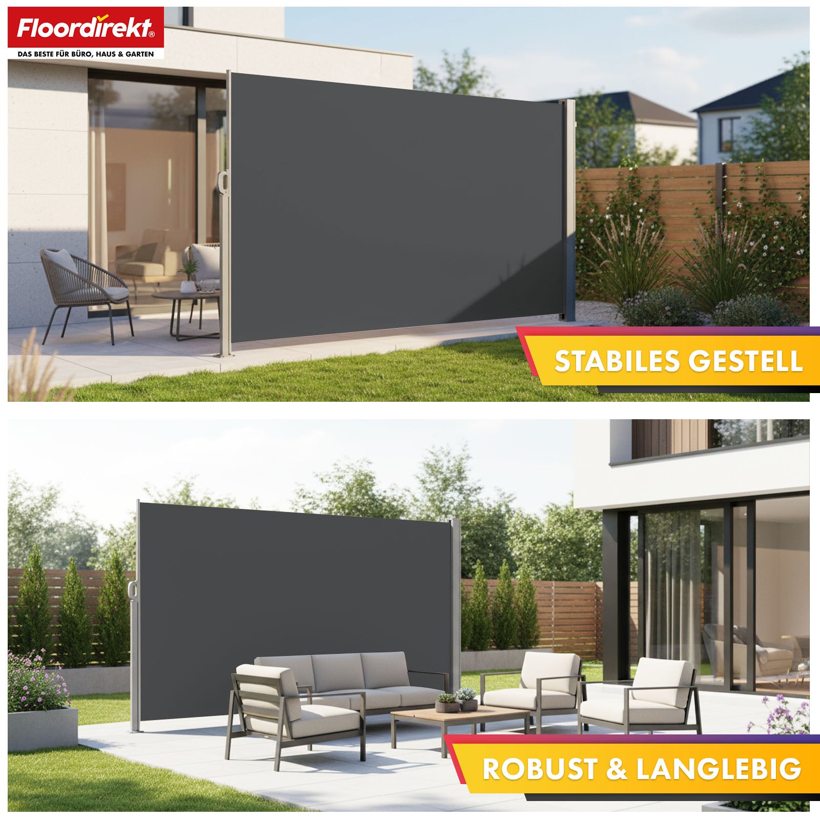 Store latéral en aluminium | Protection solaire et visuelle pour terrasse, balcon et jardin | Protection UV, opaque et déperlant | Différentes couleurs et tailles