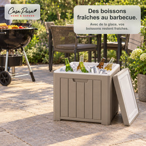 Glacière à Boissons | Arctic | Glacière 37 L Faisant Office de Table d'Appoint Effet Bois | 2 Coloris