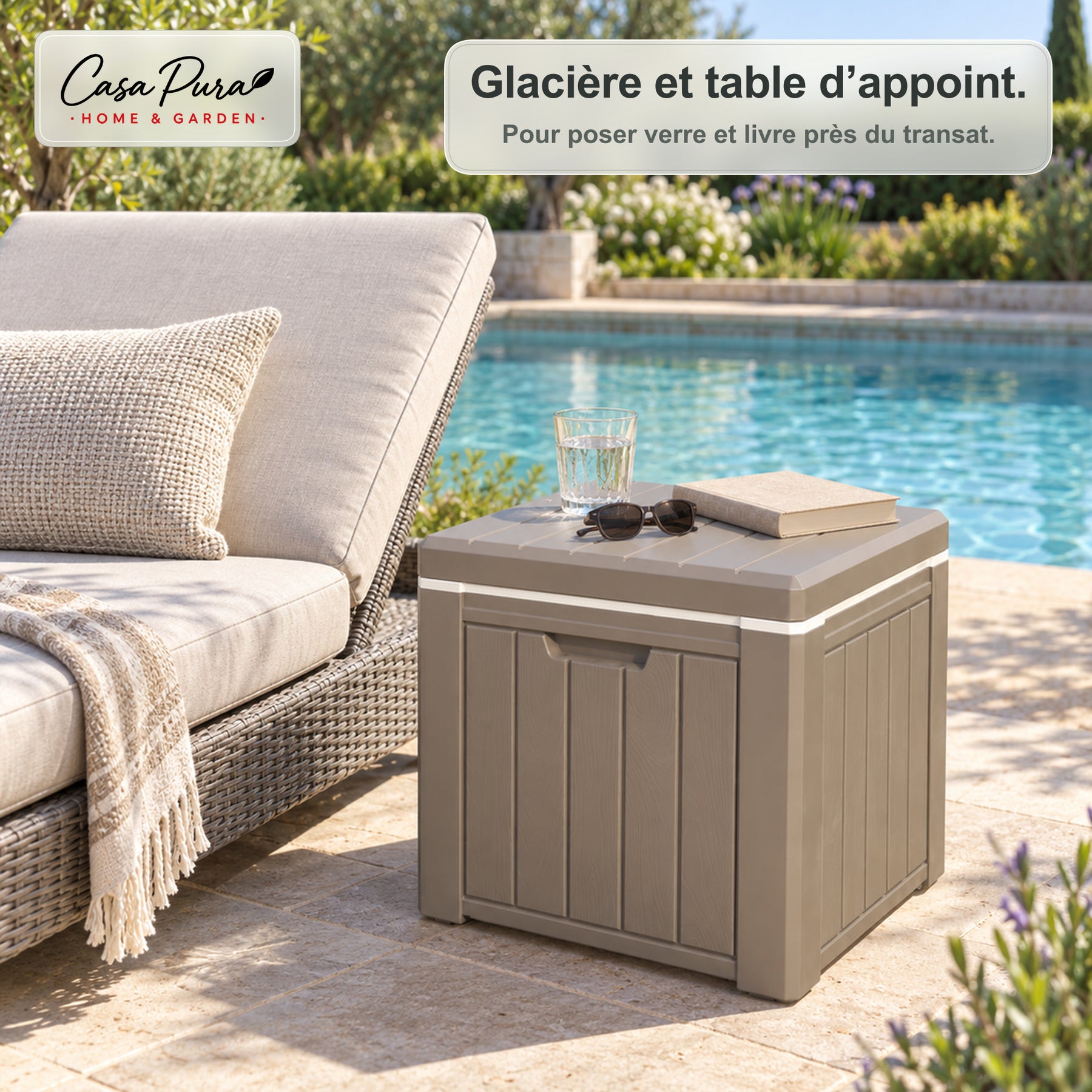 Glacière à Boissons | Arctic | Glacière 37 L Faisant Office de Table d'Appoint Effet Bois | 2 Coloris