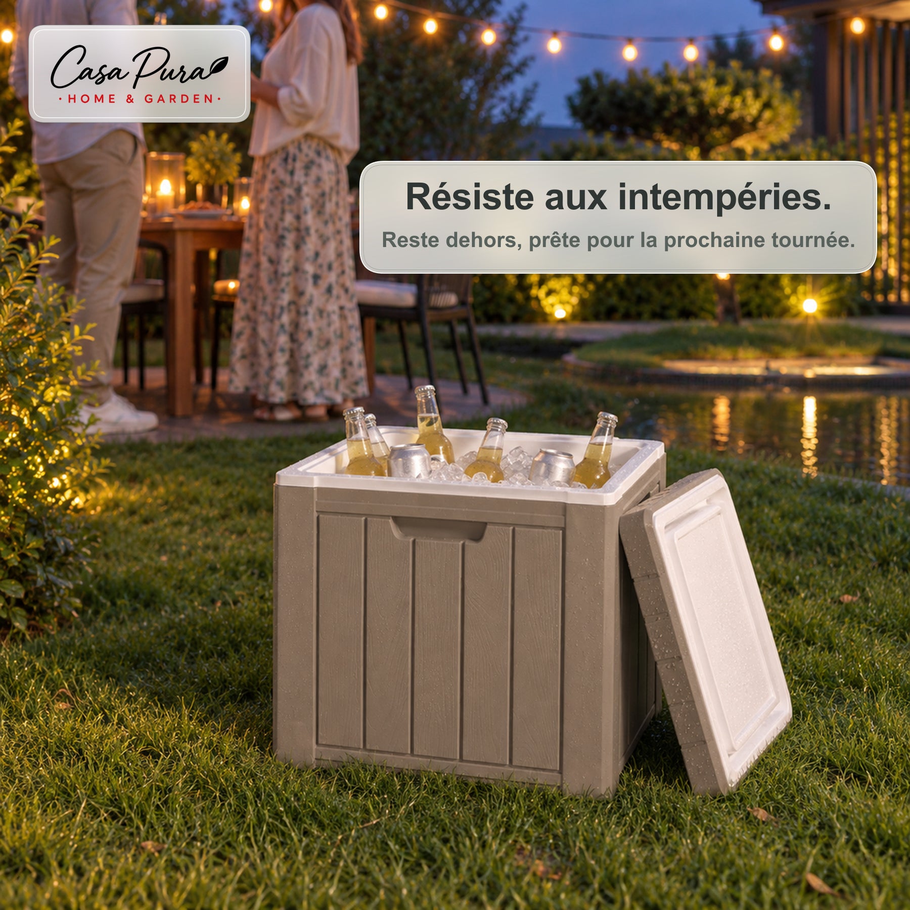 Glacière à Boissons | Arctic | Glacière 37 L Faisant Office de Table d'Appoint Effet Bois | 2 Coloris