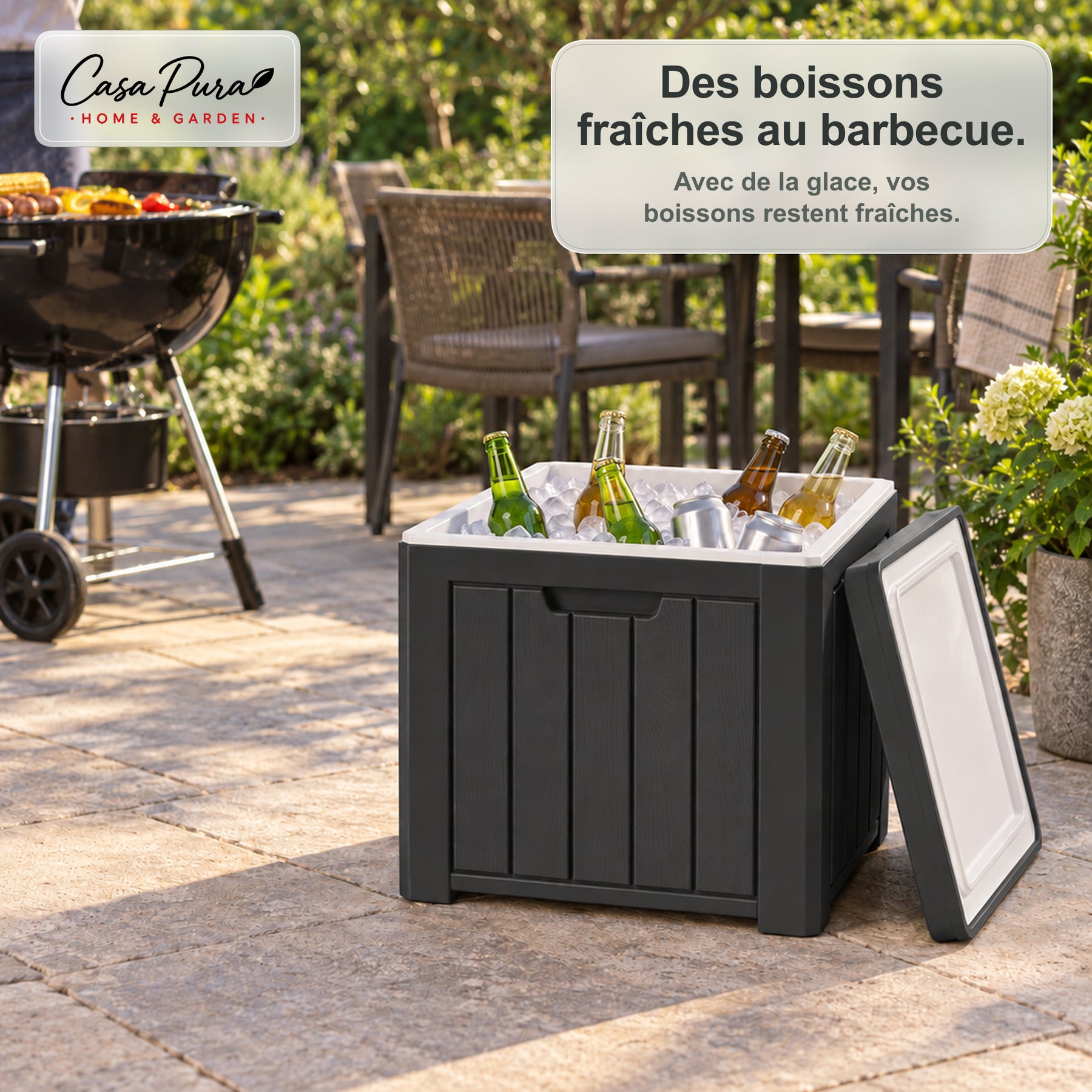 Glacière à Boissons | Arctic | Glacière 37 L Faisant Office de Table d'Appoint Effet Bois | 2 Coloris