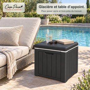 Glacière à Boissons | Arctic | Glacière 37 L Faisant Office de Table d'Appoint Effet Bois | 2 Coloris