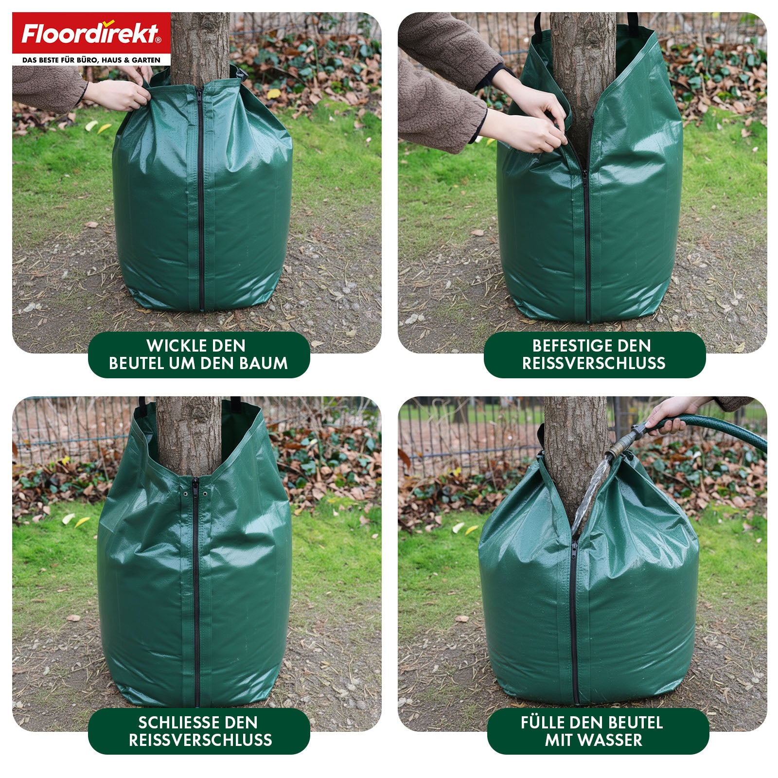 Sac d'arrosage pour arbres | Sac d'eau de 75 L et 100 L avec système d'arrosage goutte à goutte | Sac d'arrosage réutilisable en PVC pour arbres