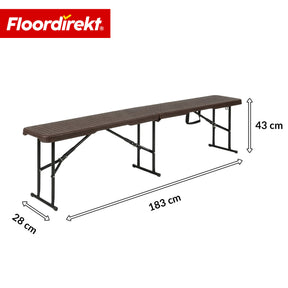 Banc de jardin | Kagawa | Banc pliant résistant aux intempéries 183 cm en brun pour jardin, balcon & événements