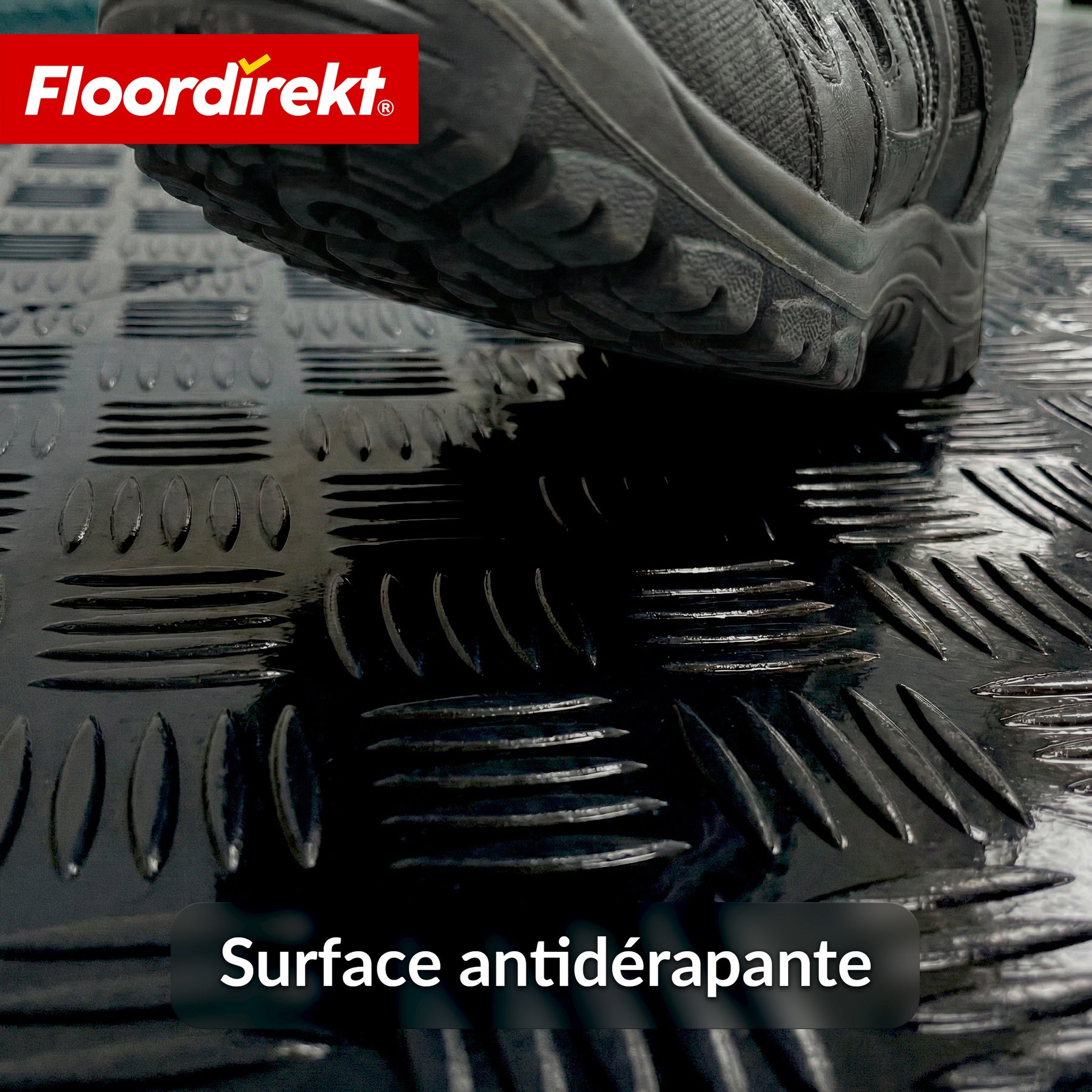 Revêtement de sol PVC | Bullet | Aspect tôle striée | Antidérapant & Facile d’entretien | Au mètre / Découpe sur mesure | Largeur 110 cm