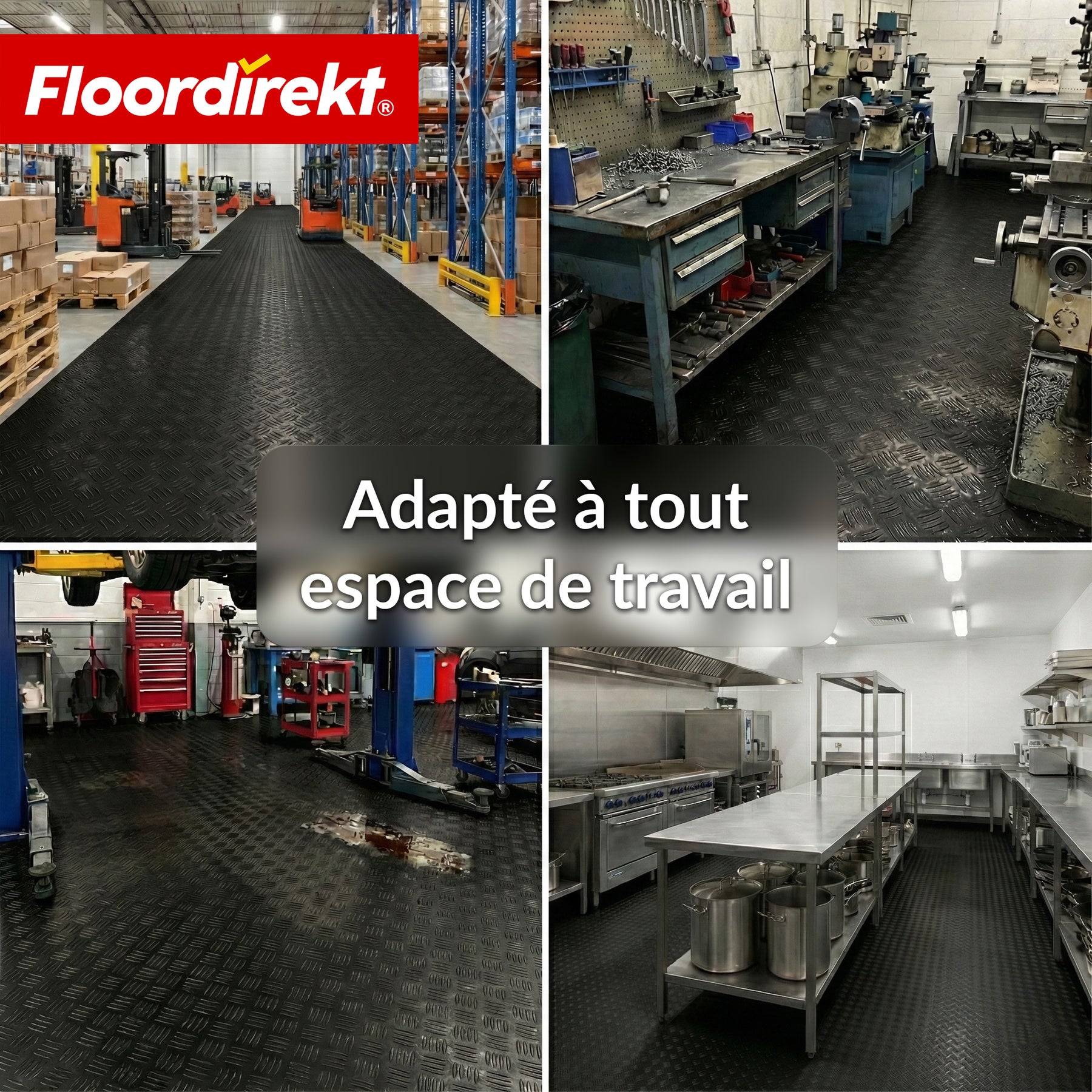 Revêtement de sol PVC | Bullet | Aspect tôle striée | Antidérapant & Facile d’entretien | Au mètre / Découpe sur mesure | Largeur 110 cm