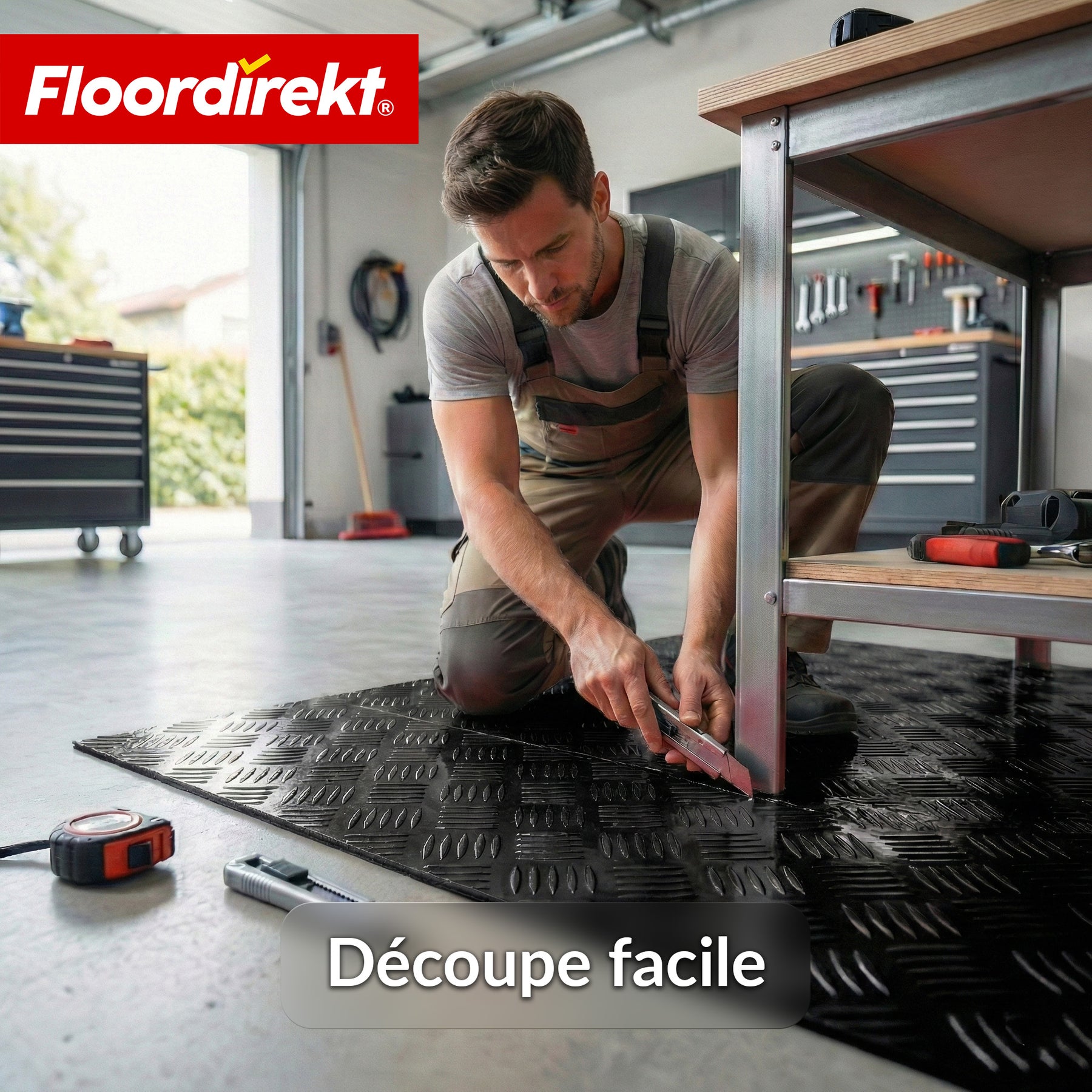 Revêtement de sol PVC | Bullet | Aspect tôle striée | Antidérapant & Facile d’entretien | Au mètre / Découpe sur mesure | Largeur 110 cm
