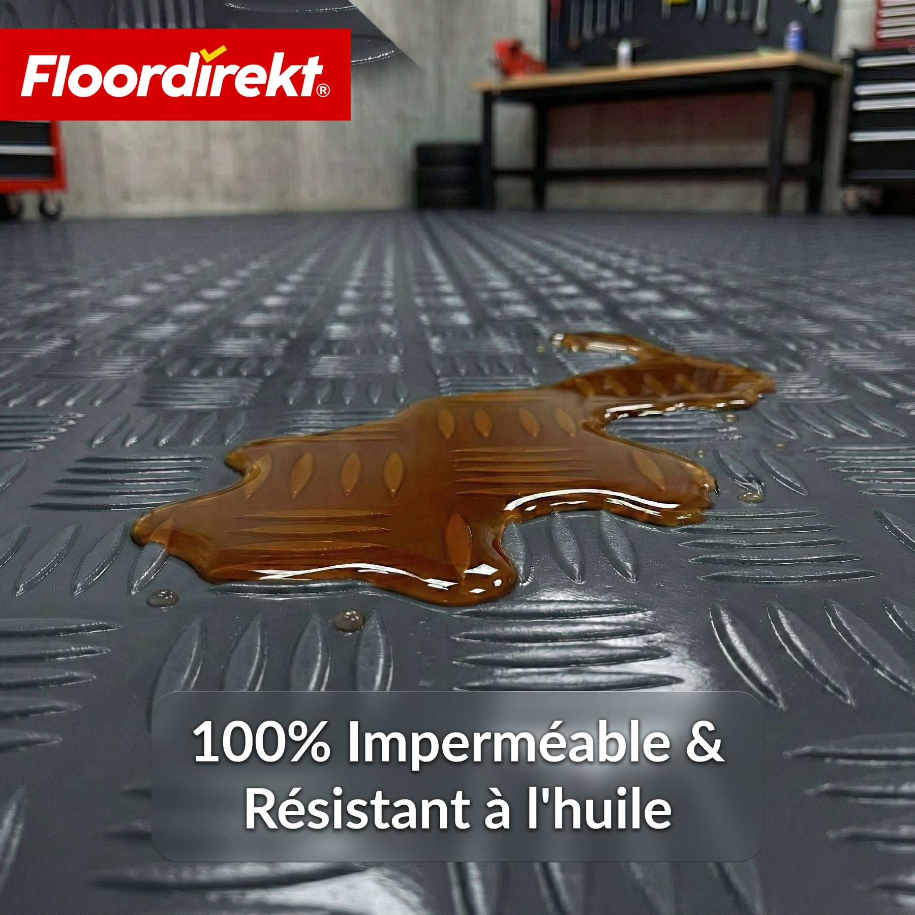 Revêtement de sol PVC | Bullet | Aspect tôle striée | Antidérapant & Facile d’entretien | Au mètre / Découpe sur mesure | Largeur 110 cm