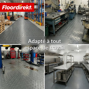 Revêtement de sol PVC | Bullet | Aspect tôle striée | Antidérapant & Facile d’entretien | Au mètre / Découpe sur mesure | Largeur 110 cm