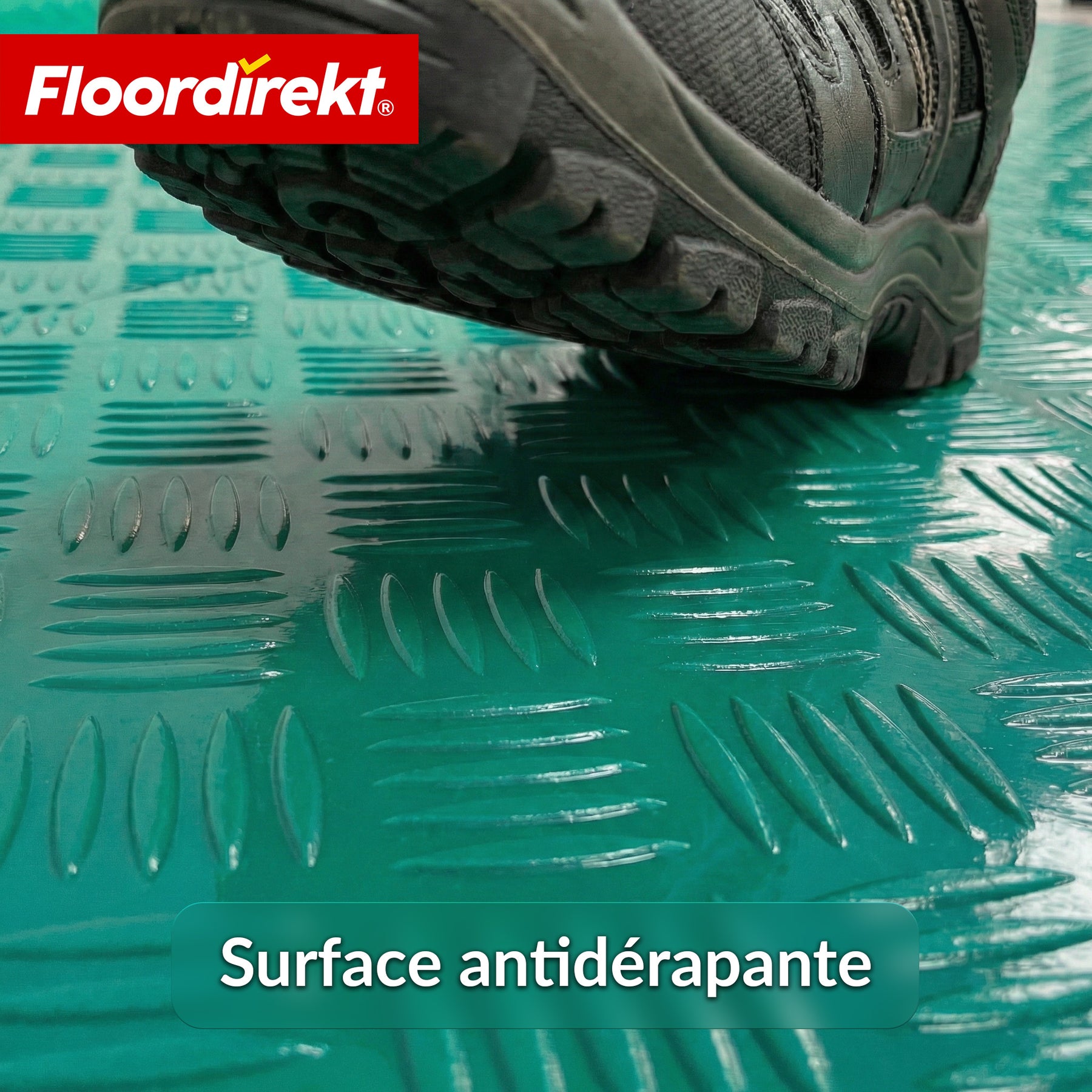 Revêtement de sol PVC | Bullet | Aspect tôle striée | Antidérapant & Facile d’entretien | Au mètre / Découpe sur mesure | Largeur 110 cm