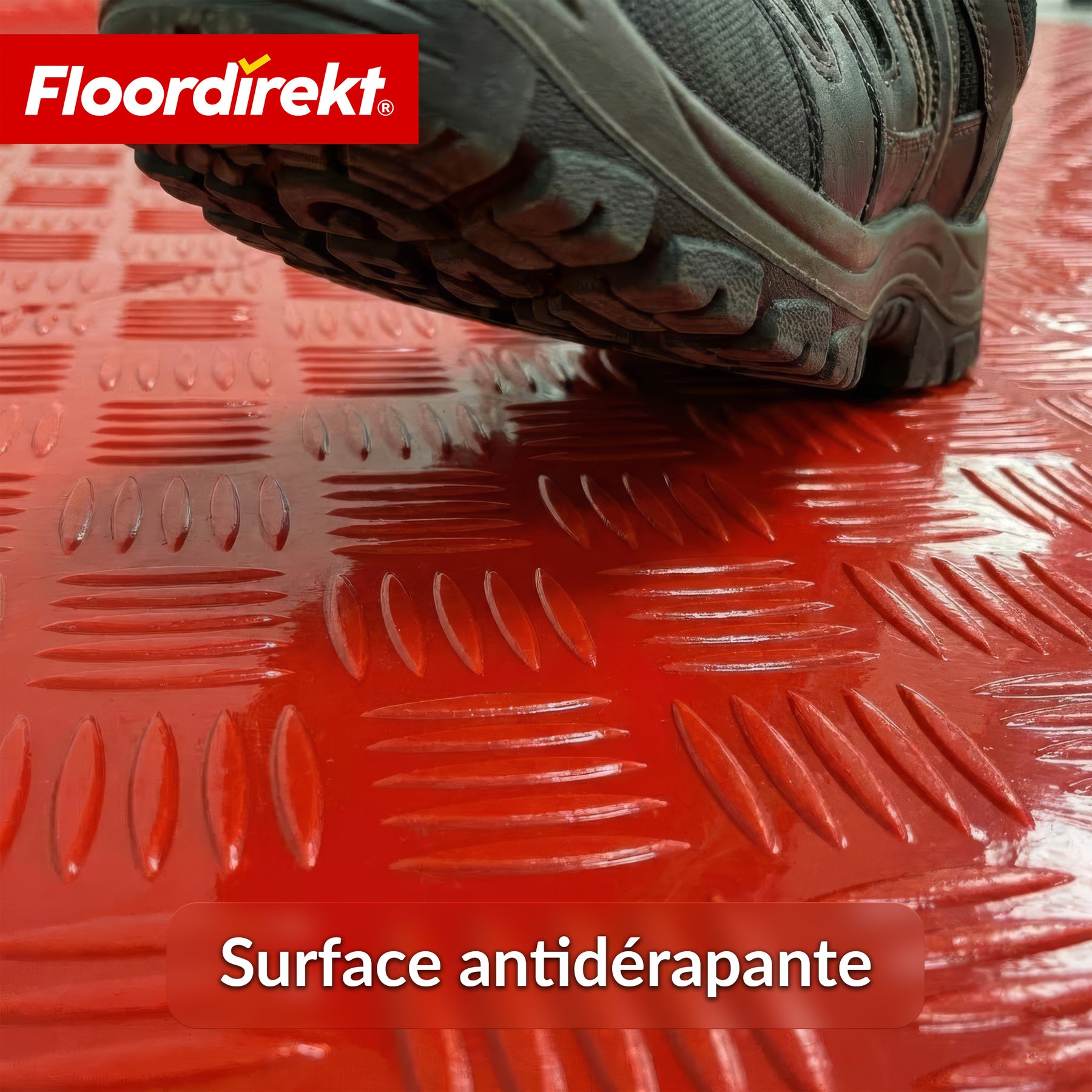 Revêtement de sol PVC | Bullet | Aspect tôle striée | Antidérapant & Facile d’entretien | Au mètre / Découpe sur mesure | Largeur 110 cm