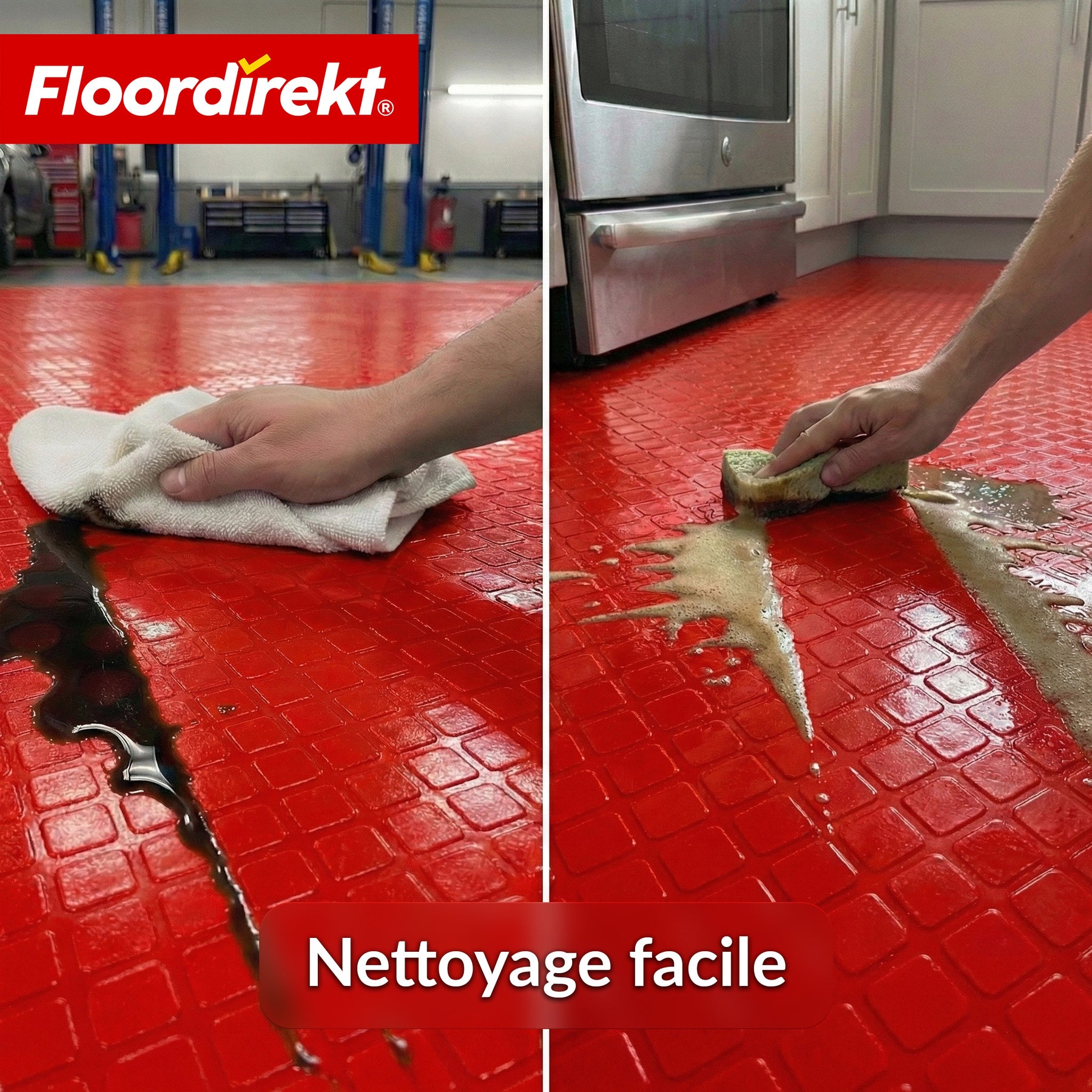 Revêtement de sol PVC | Check Quadra | Motif carreaux | Antidérapant & facile d’entretien | Au mètre / Découpe sur mesure | Largeur 110 cm