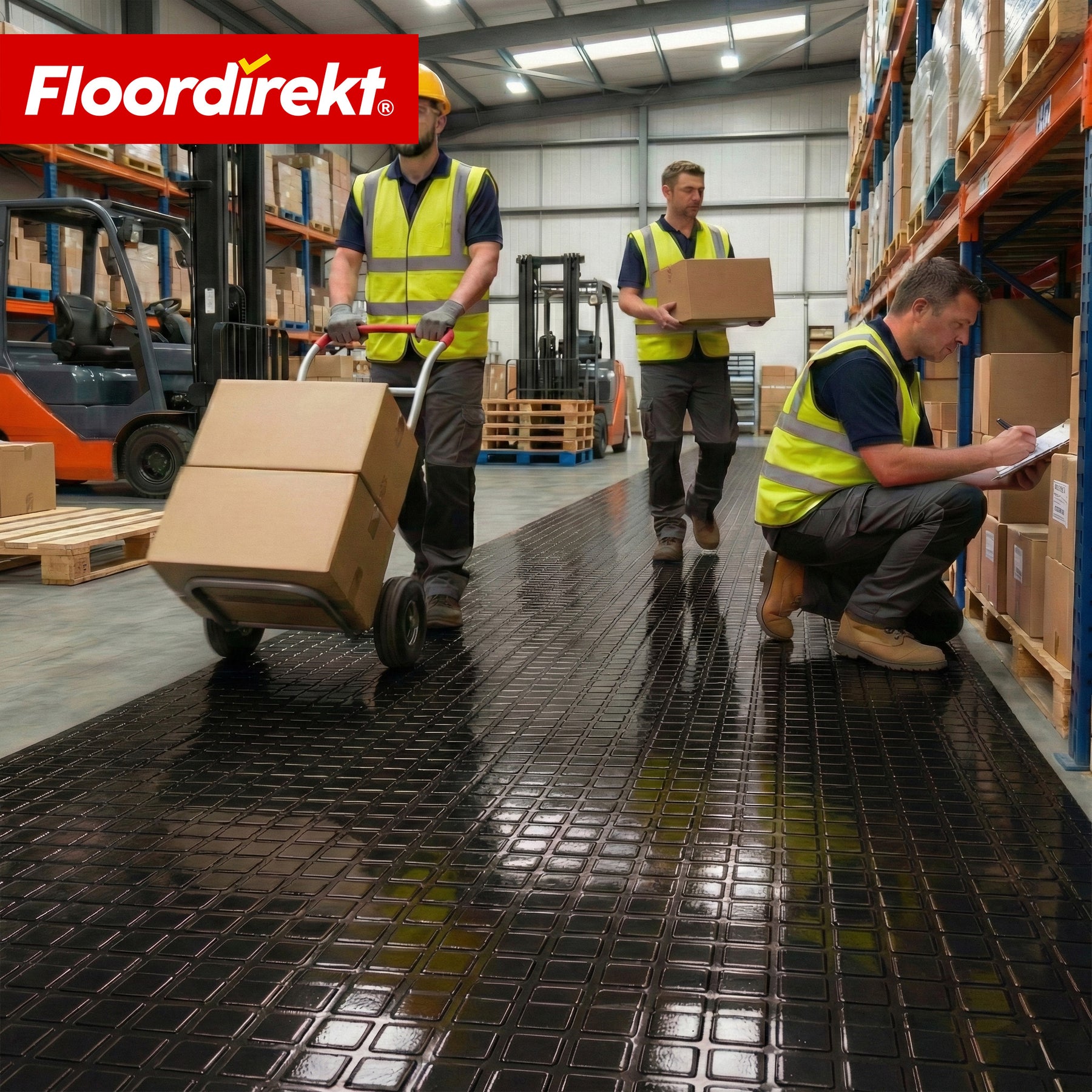 Revêtement de sol PVC | Check Quadra | Motif carreaux | Antidérapant & facile d’entretien | Au mètre / Découpe sur mesure | Largeur 110 cm