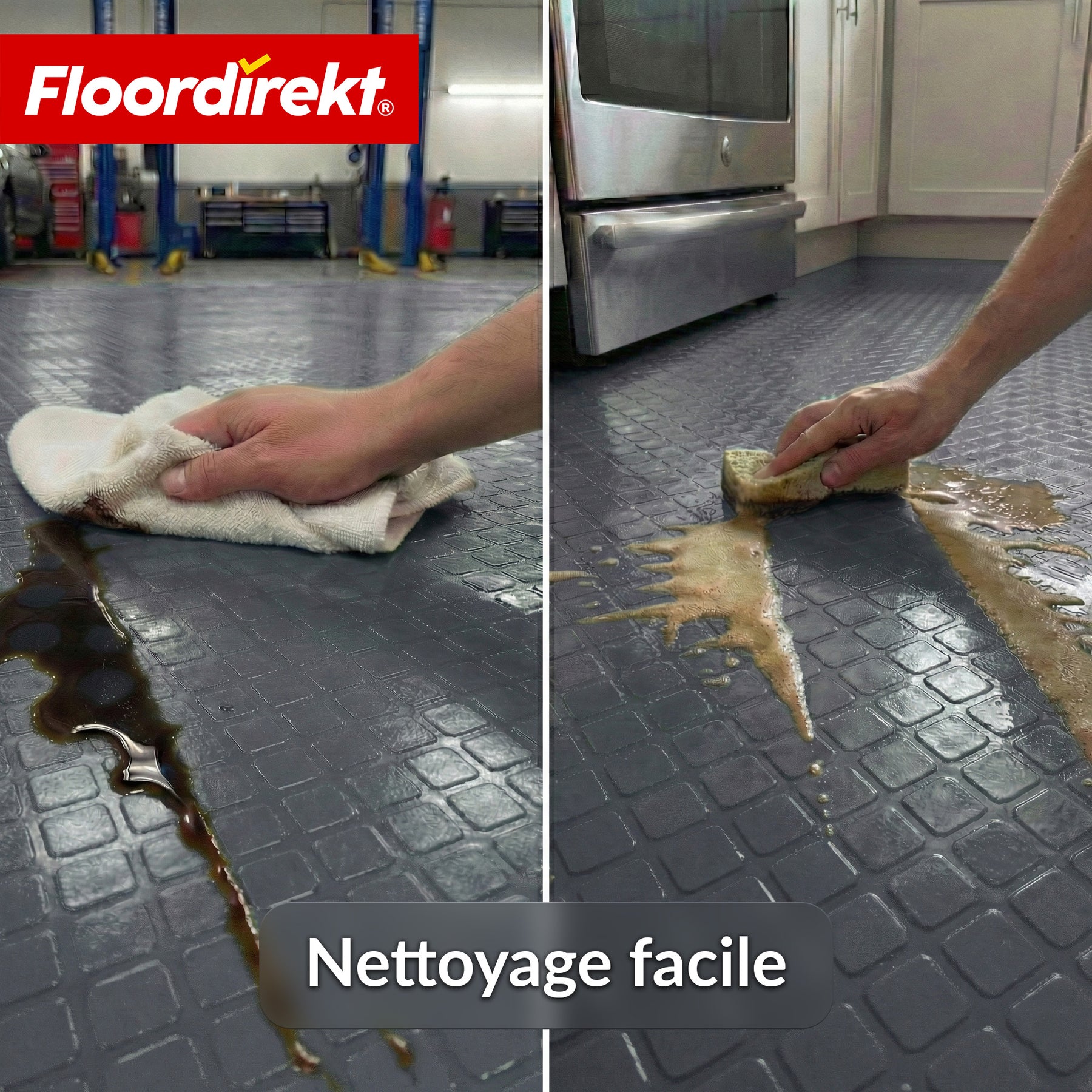 Revêtement de sol PVC | Check Quadra | Motif carreaux | Antidérapant & facile d’entretien | Au mètre / Découpe sur mesure | Largeur 110 cm