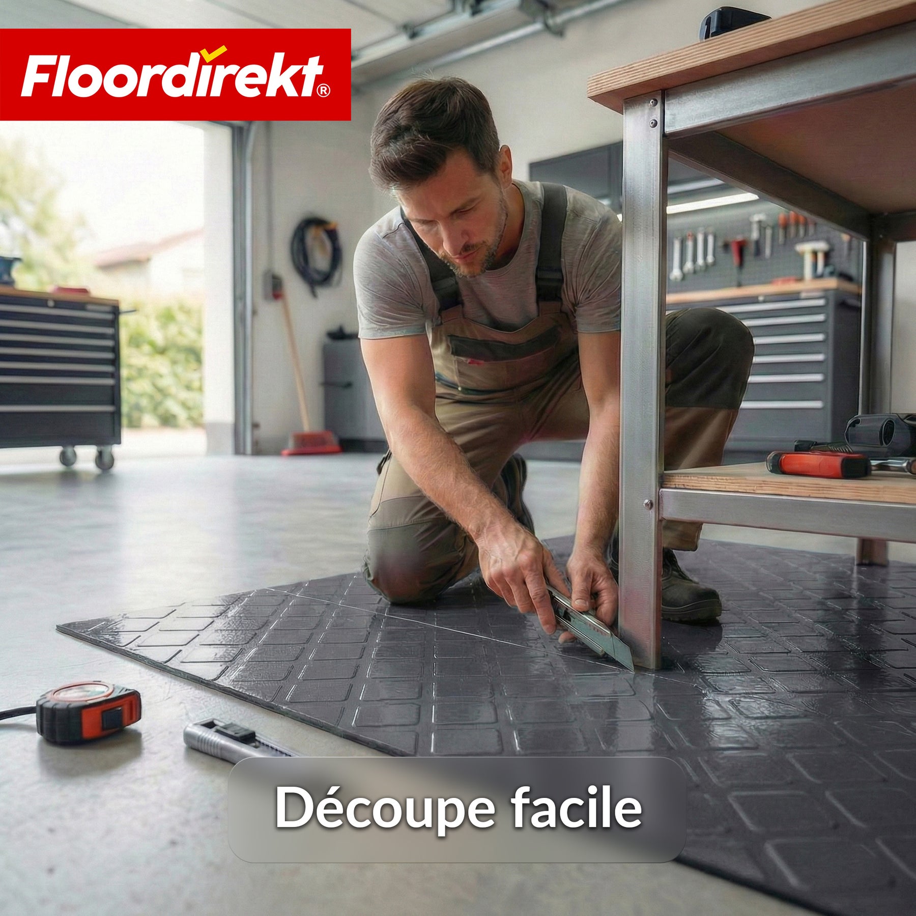 Revêtement de sol PVC | Check Quadra | Motif carreaux | Antidérapant & facile d’entretien | Au mètre / Découpe sur mesure | Largeur 110 cm