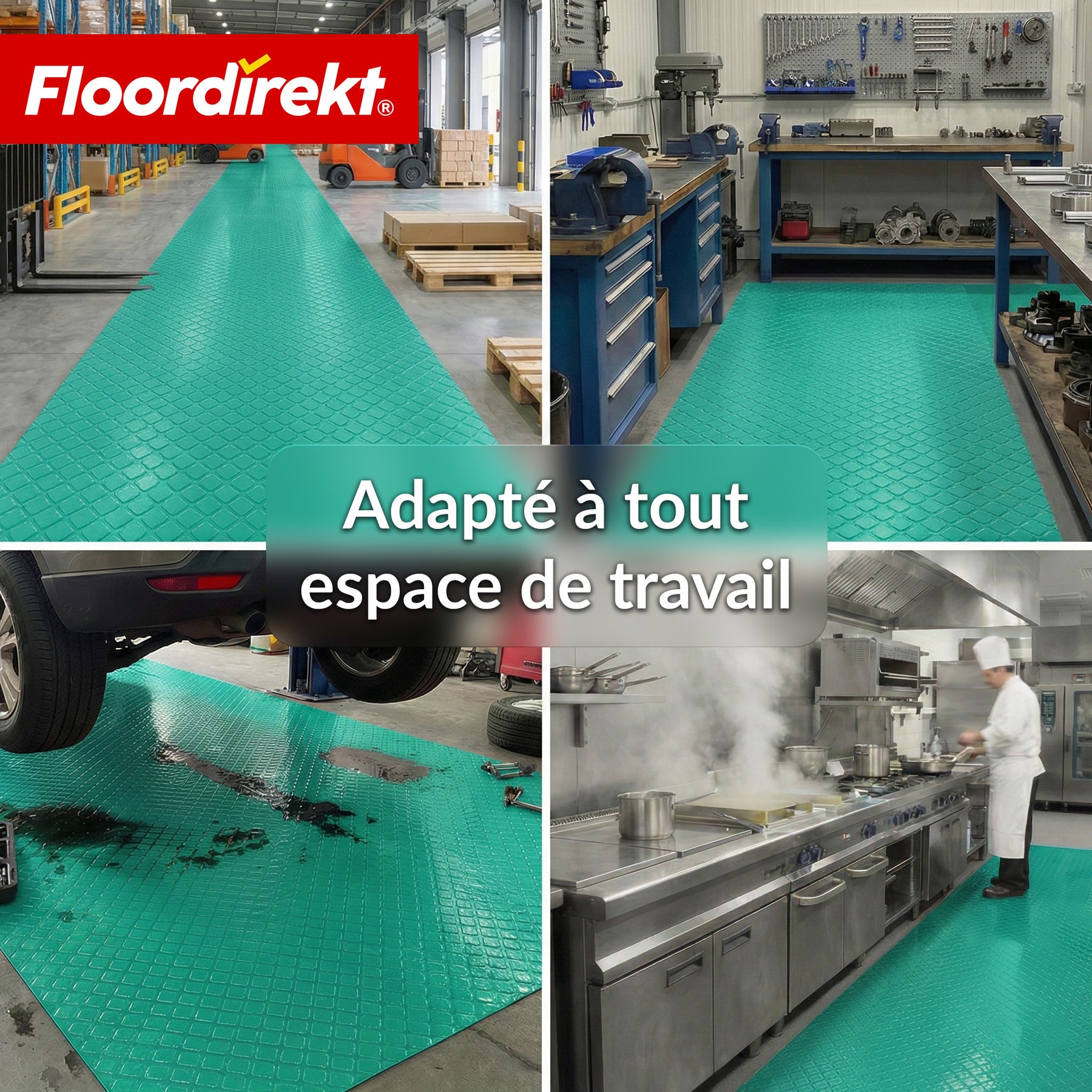 Revêtement de sol PVC | Check Quadra | Motif carreaux | Antidérapant & facile d’entretien | Au mètre / Découpe sur mesure | Largeur 110 cm