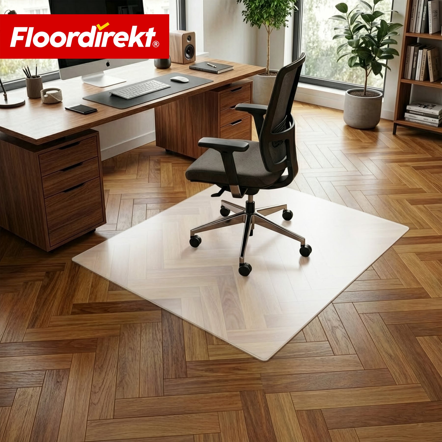 Tapis de protection de sol | Neo Milky | Sous-chaise de bureau semi-transparent blanc laiteux sur mesure pour sols durs