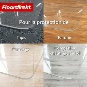 Tapis de protection de sol | Secura | Transparent 80 × 118 cm | Sous-tapis de chaise de bureau en PVC incassable 5 mm pour parquet, stratifié & moquette
