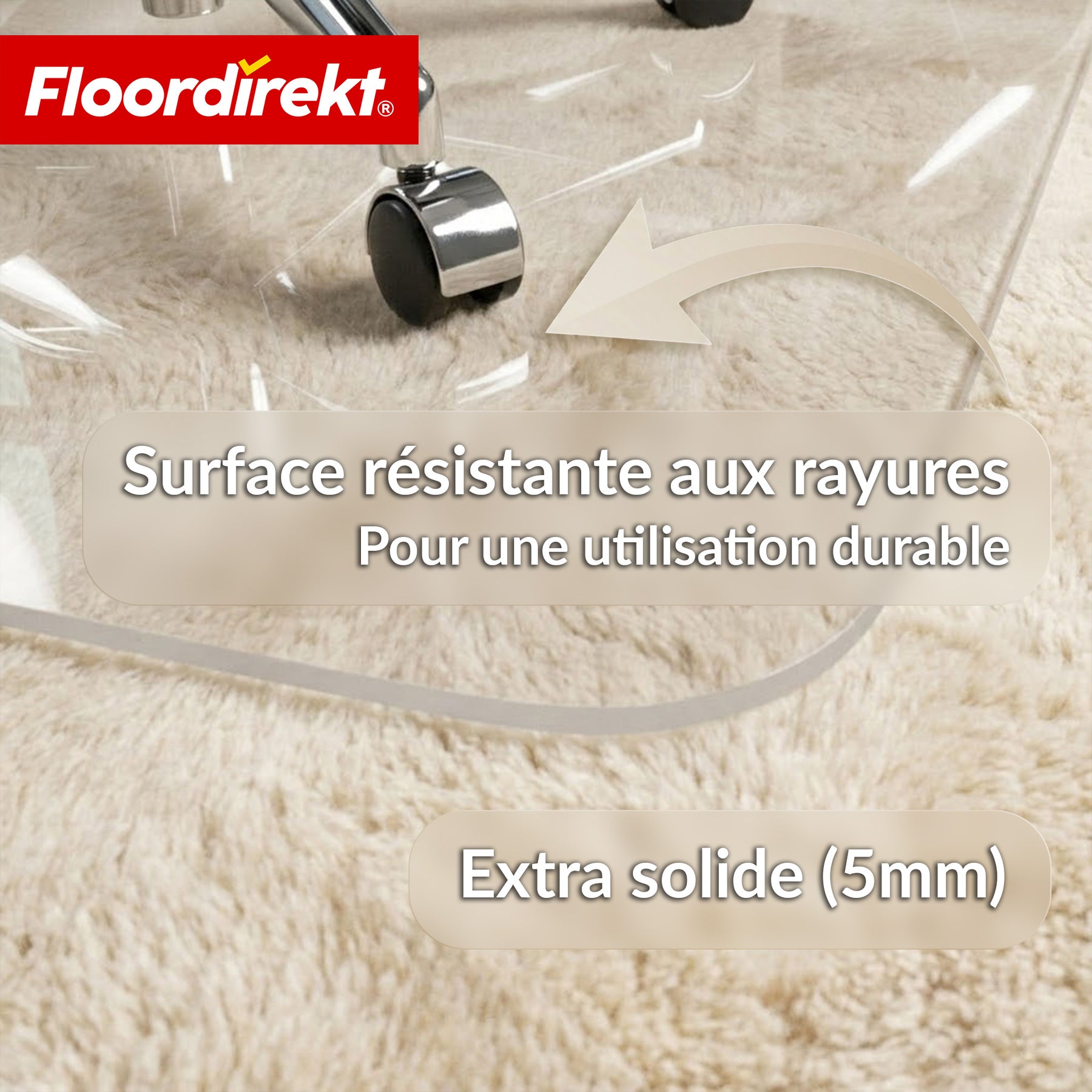 Tapis de protection de sol | Secura | Transparent 80 × 118 cm | Sous-tapis de chaise de bureau en PVC incassable 5 mm pour parquet, stratifié & moquette