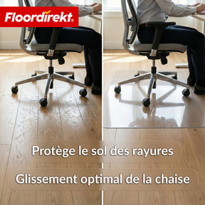 Tapis de protection de sol | Secura | Transparent 80 × 118 cm | Sous-tapis de chaise de bureau en PVC incassable 5 mm pour parquet, stratifié & moquette