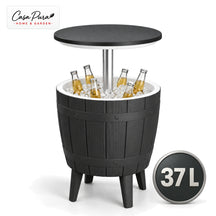 Table glacière | Bora | Table de jardin réglable en hauteur avec bac réfrigérant de 37 L, effet tonneau | 2 coloris