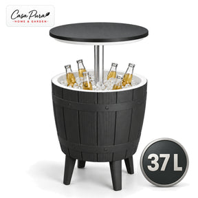 Table glacière | Bora | Table de jardin réglable en hauteur avec bac réfrigérant de 37 L, effet tonneau | 2 coloris