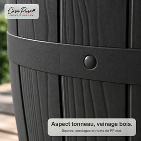 Table glacière | Bora | Table de jardin réglable en hauteur avec bac réfrigérant de 37 L, effet tonneau | 2 coloris