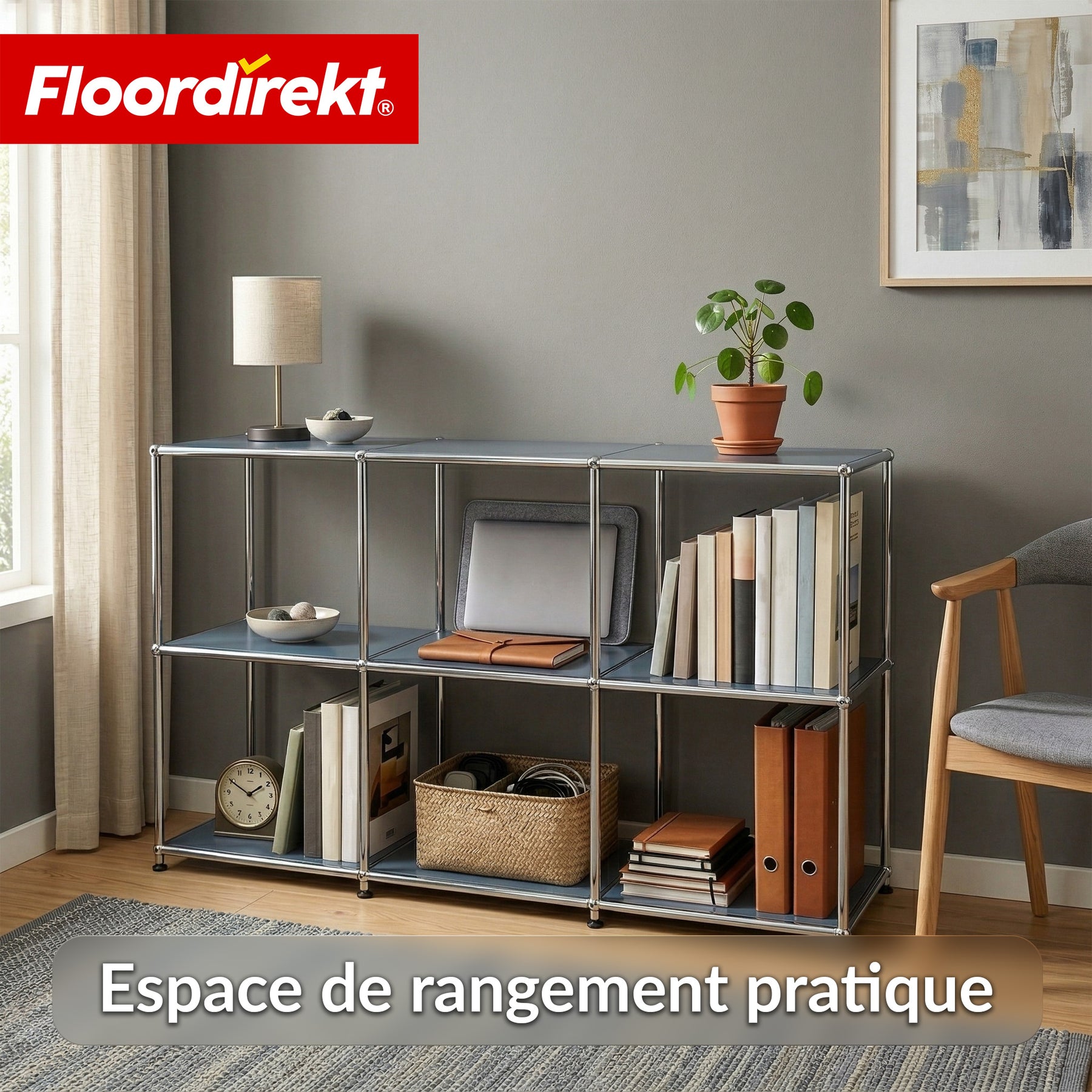 Étagère en métal | Concept Epure MK-018 | Étagère ouverte sur pied avec 3 niveaux | Étagère cuisine, bureau & salon