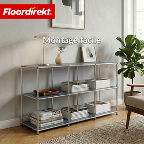 Étagère en métal | Concept Epure MK-018 | Étagère ouverte sur pied avec 3 niveaux | Étagère cuisine, bureau & salon
