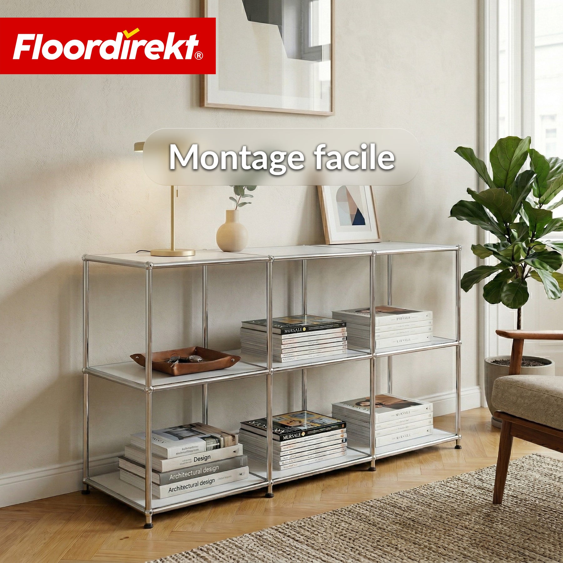 Étagère en métal | Concept Epure MK-018 | Étagère ouverte sur pied avec 3 niveaux | Étagère cuisine, bureau & salon