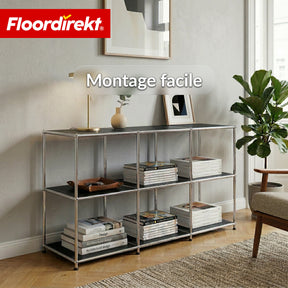 Étagère en métal | Concept Epure MK-018 | Étagère ouverte sur pied avec 3 niveaux | Étagère cuisine, bureau & salon