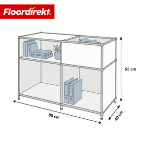 Étagère métallique | Concept Epure MK-030 | Étagère sur pied avec 3 niveaux & compartiment de rangement | Étagère cuisine, bureau & salon