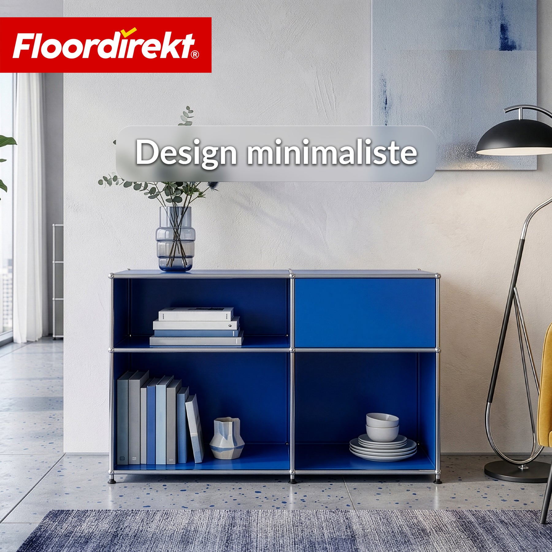Étagère métallique | Concept Epure MK-030 | Étagère sur pied avec 3 niveaux & compartiment de rangement | Étagère cuisine, bureau & salon