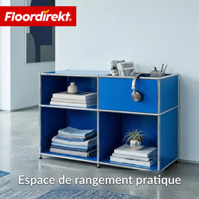 Étagère métallique | Concept Epure MK-030 | Étagère sur pied avec 3 niveaux & compartiment de rangement | Étagère cuisine, bureau & salon