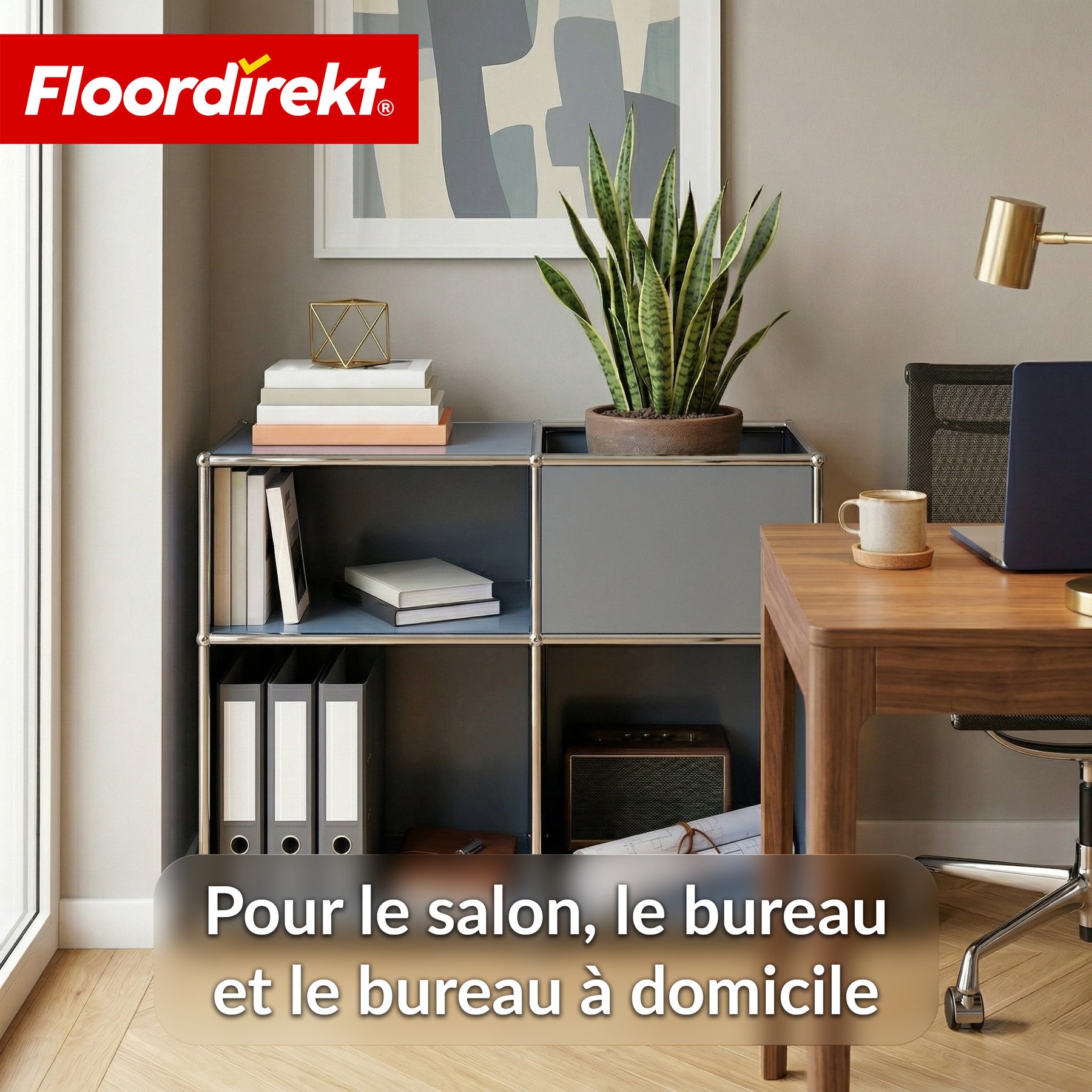 Étagère métallique | Concept Epure MK-030 | Étagère sur pied avec 3 niveaux & compartiment de rangement | Étagère cuisine, bureau & salon