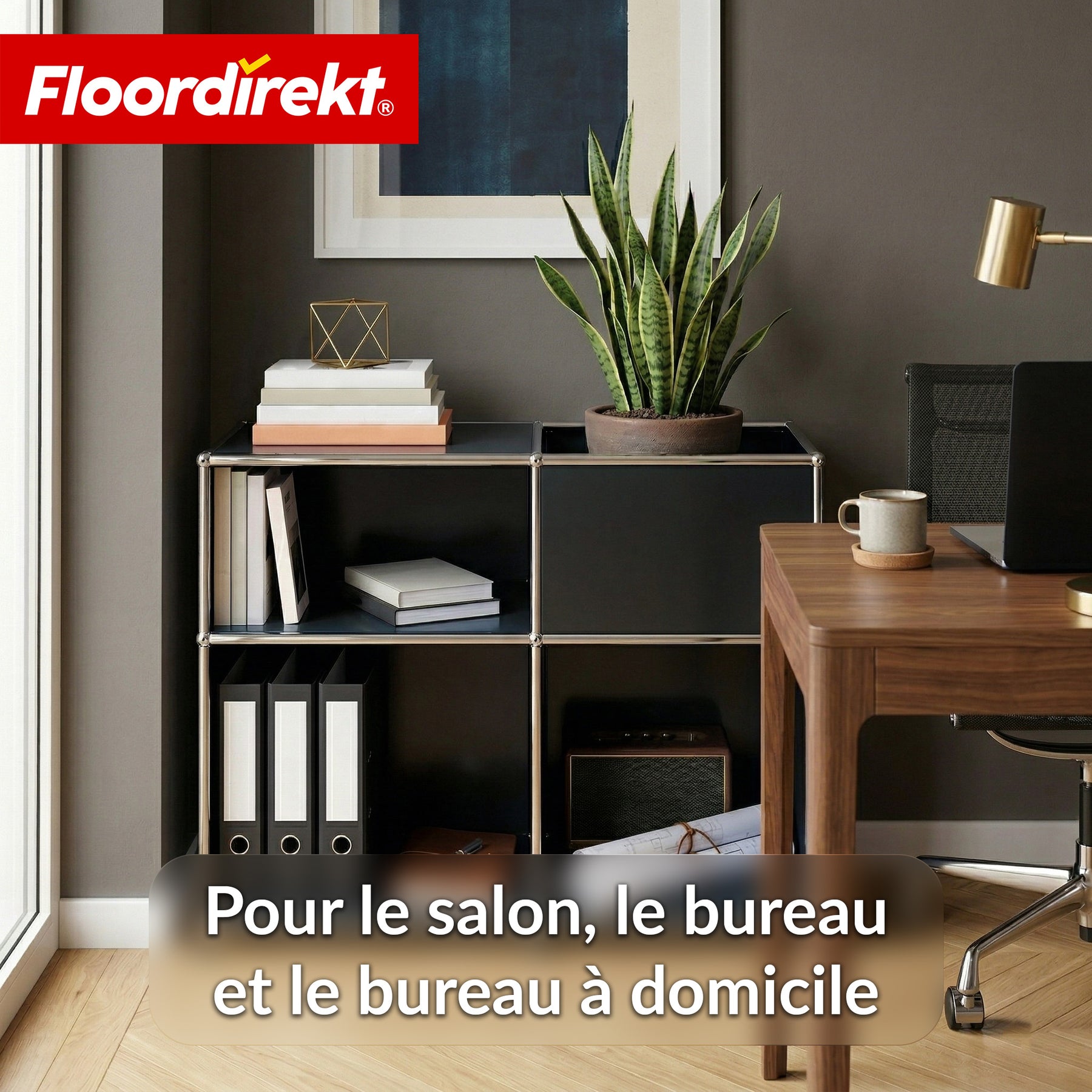 Étagère métallique | Concept Epure MK-030 | Étagère sur pied avec 3 niveaux & compartiment de rangement | Étagère cuisine, bureau & salon