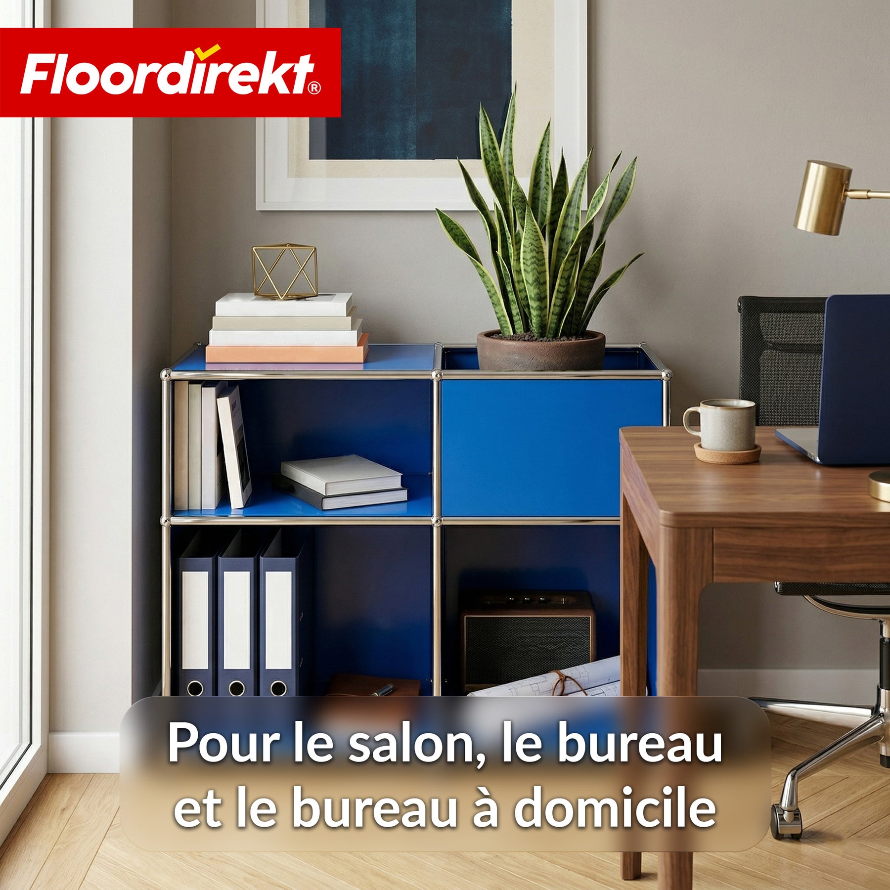 Étagère métallique | Concept Epure MK-030 | Étagère sur pied avec 3 niveaux & compartiment de rangement | Étagère cuisine, bureau & salon