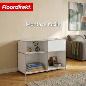 Étagère métallique | Concept Epure MK-030 | Étagère sur pied avec 3 niveaux & compartiment de rangement | Étagère cuisine, bureau & salon