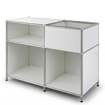 Étagère métallique | Concept Epure MK-030 | Étagère sur pied avec 3 niveaux & compartiment de rangement | Étagère cuisine, bureau & salon