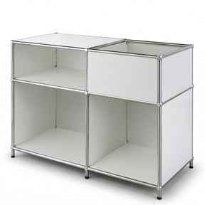 Étagère métallique | Concept Epure MK-030 | Étagère sur pied avec 3 niveaux & compartiment de rangement | Étagère cuisine, bureau & salon