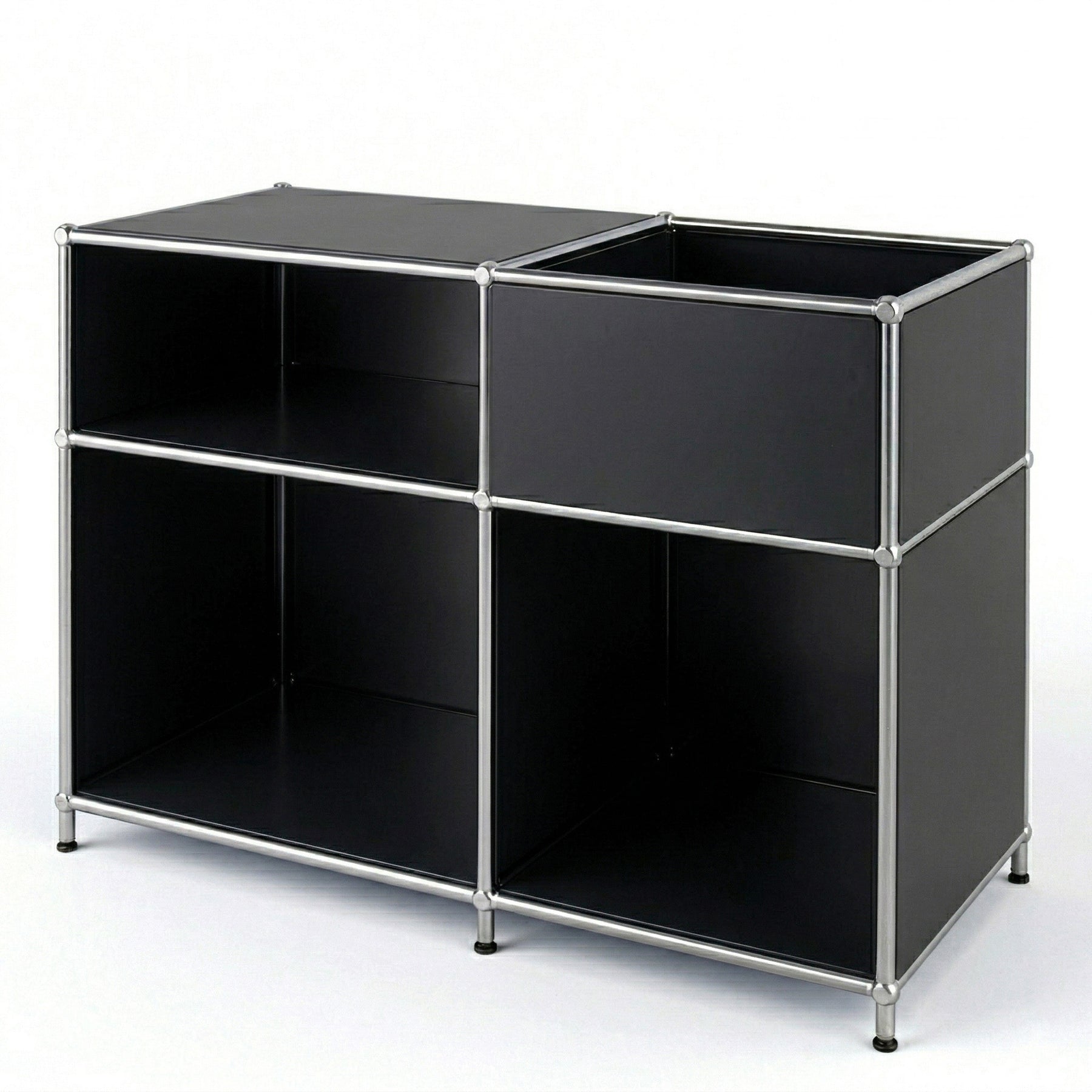 Étagère métallique | Concept Epure MK-030 | Étagère sur pied avec 3 niveaux & compartiment de rangement | Étagère cuisine, bureau & salon
