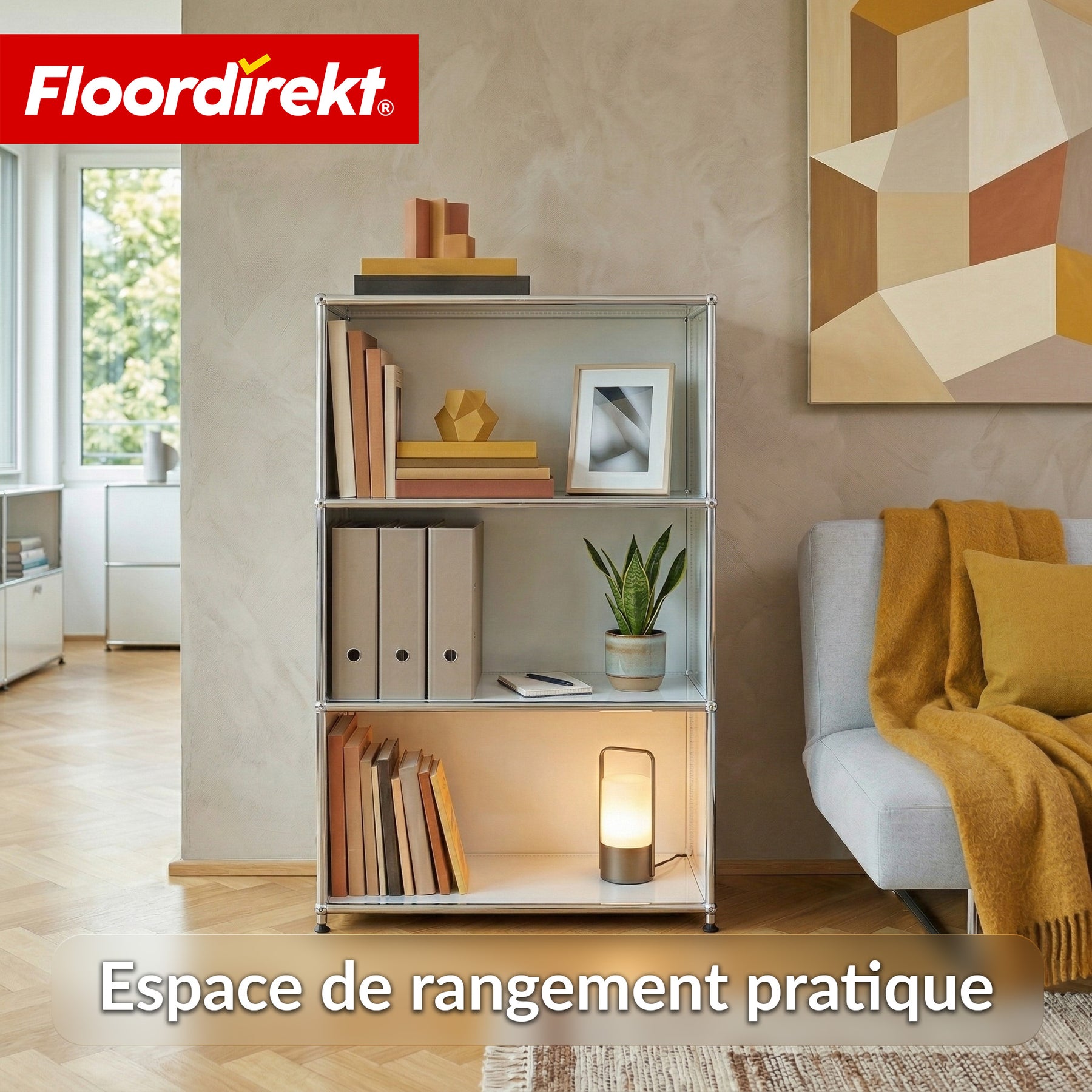 Étagère en métal | Concept Épure MK-101 | Étagère sur pied à 4 niveaux | Bibliothèque avec parois latérales | Étagère de rangement moderne
