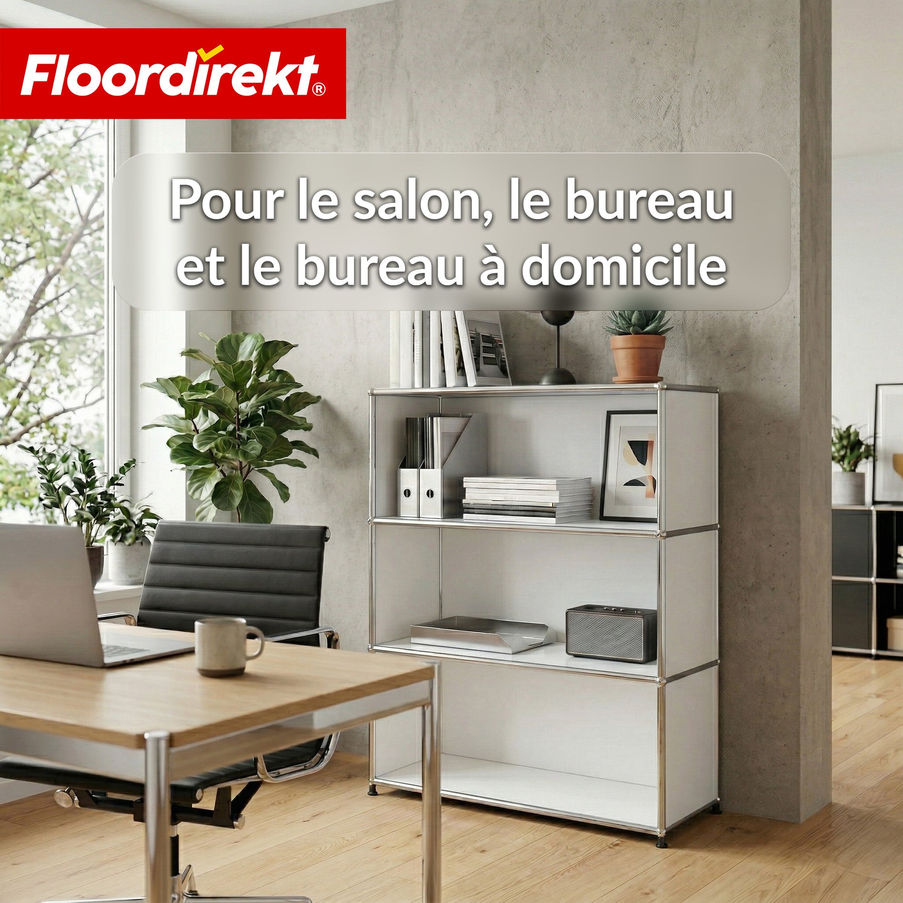Étagère en métal | Concept Épure MK-101 | Étagère sur pied à 4 niveaux | Bibliothèque avec parois latérales | Étagère de rangement moderne