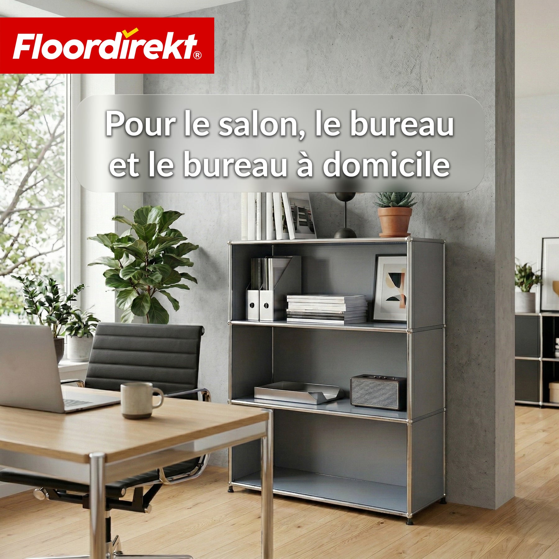 Étagère en métal | Concept Épure MK-101 | Étagère sur pied à 4 niveaux | Bibliothèque avec parois latérales | Étagère de rangement moderne