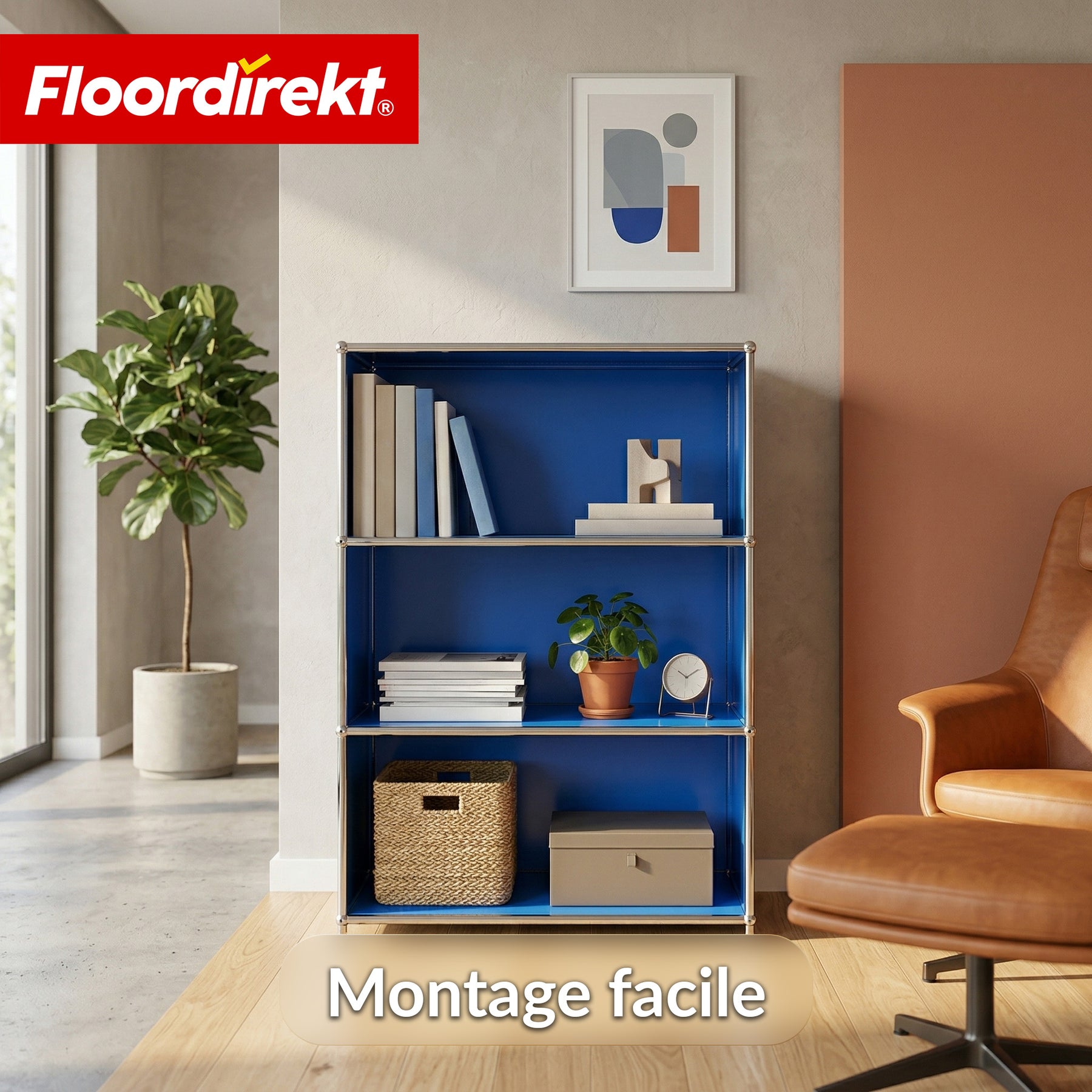 Étagère en métal | Concept Épure MK-101 | Étagère sur pied à 4 niveaux | Bibliothèque avec parois latérales | Étagère de rangement moderne