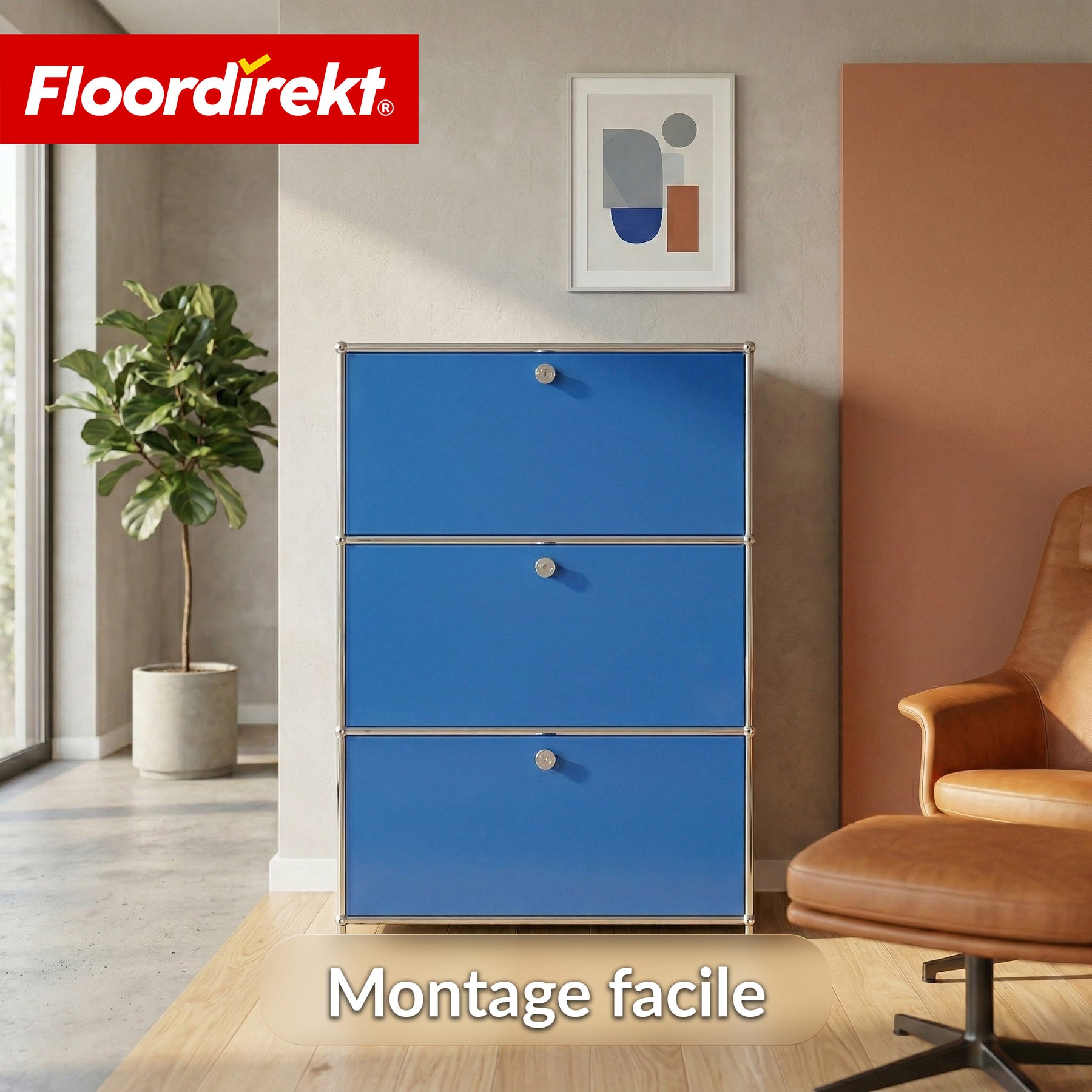 Armoire métallique | Concept Epure MK-129 | Buffet avec 3 compartiments verrouillables | Meuble de rangement moderne