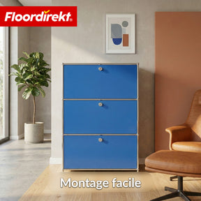 Armoire métallique | Concept Epure MK-129 | Buffet avec 3 compartiments verrouillables | Meuble de rangement moderne