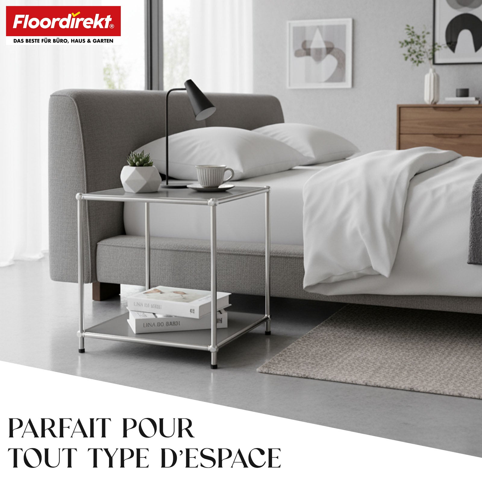 Étagère métallique | Concept Epure MK-012 | Étagère d'appoint et de rangement ouverte avec 2 tablettes | Disponible en plusieurs couleurs