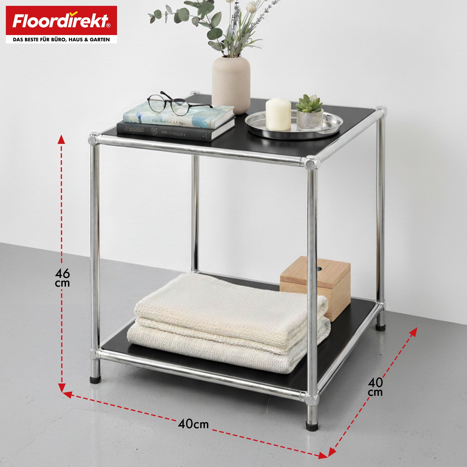 Étagère métallique | Concept Epure MK-012 | Étagère d'appoint et de rangement ouverte avec 2 tablettes | Disponible en plusieurs couleurs