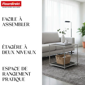 Étagère métallique | Concept Epure MK-012 | Étagère d'appoint et de rangement ouverte avec 2 tablettes | Disponible en plusieurs couleurs